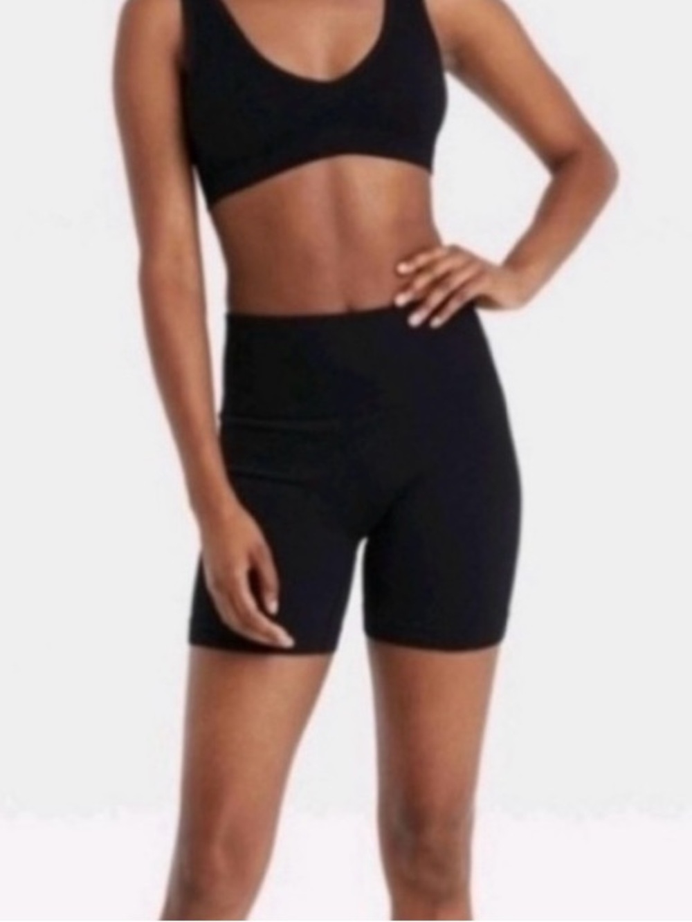 Women’s Athletic Sport Ribbed Biker Shorts Black Size XS.